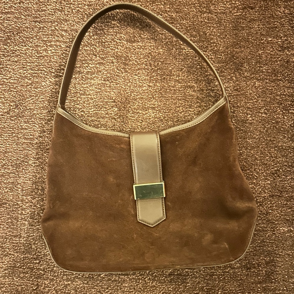 J. Crew Black Fabric with Brown Leather Accent